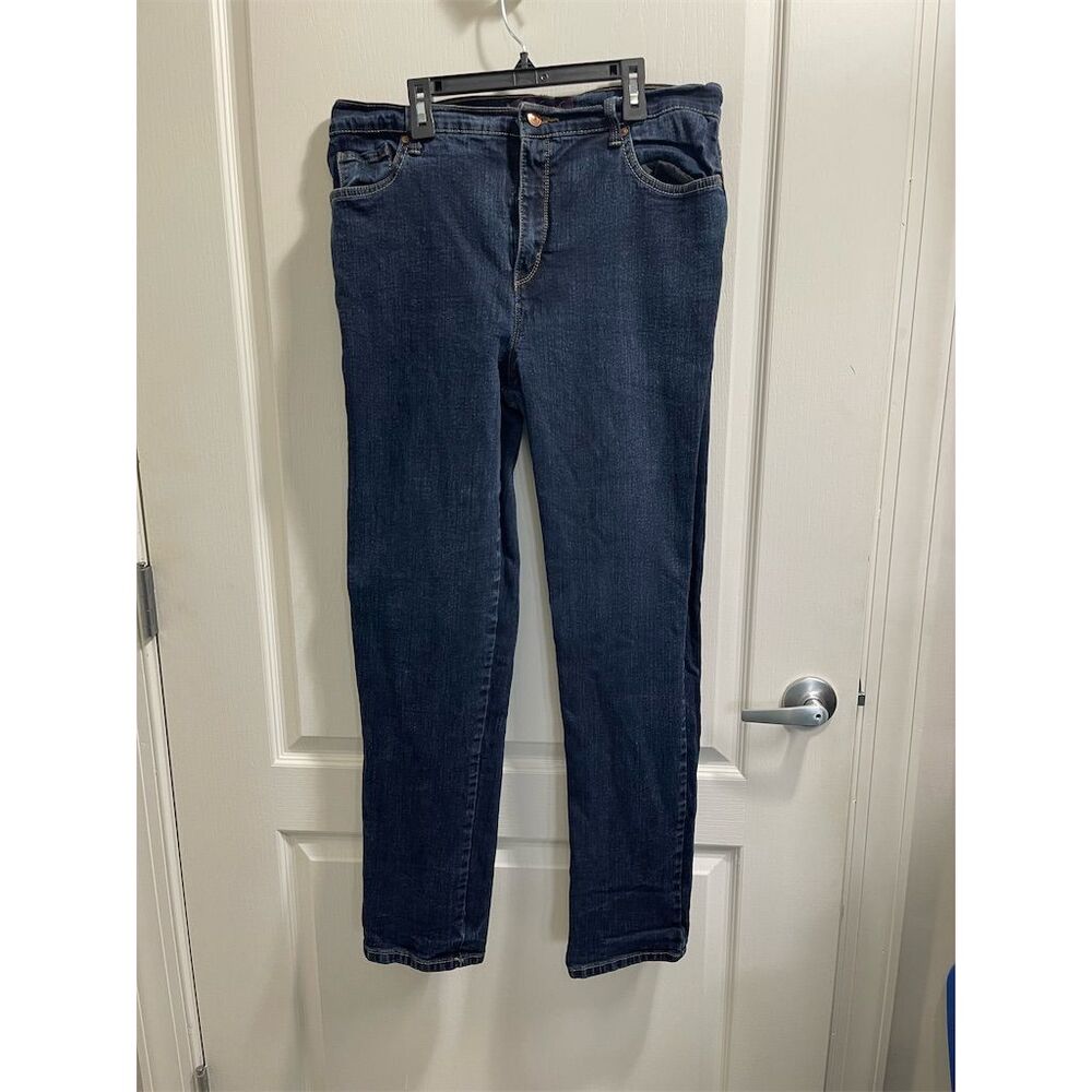 Gloria Vanderbilt Women's Size 16 Dark Blue Straight Jeans Stretch (sku350)